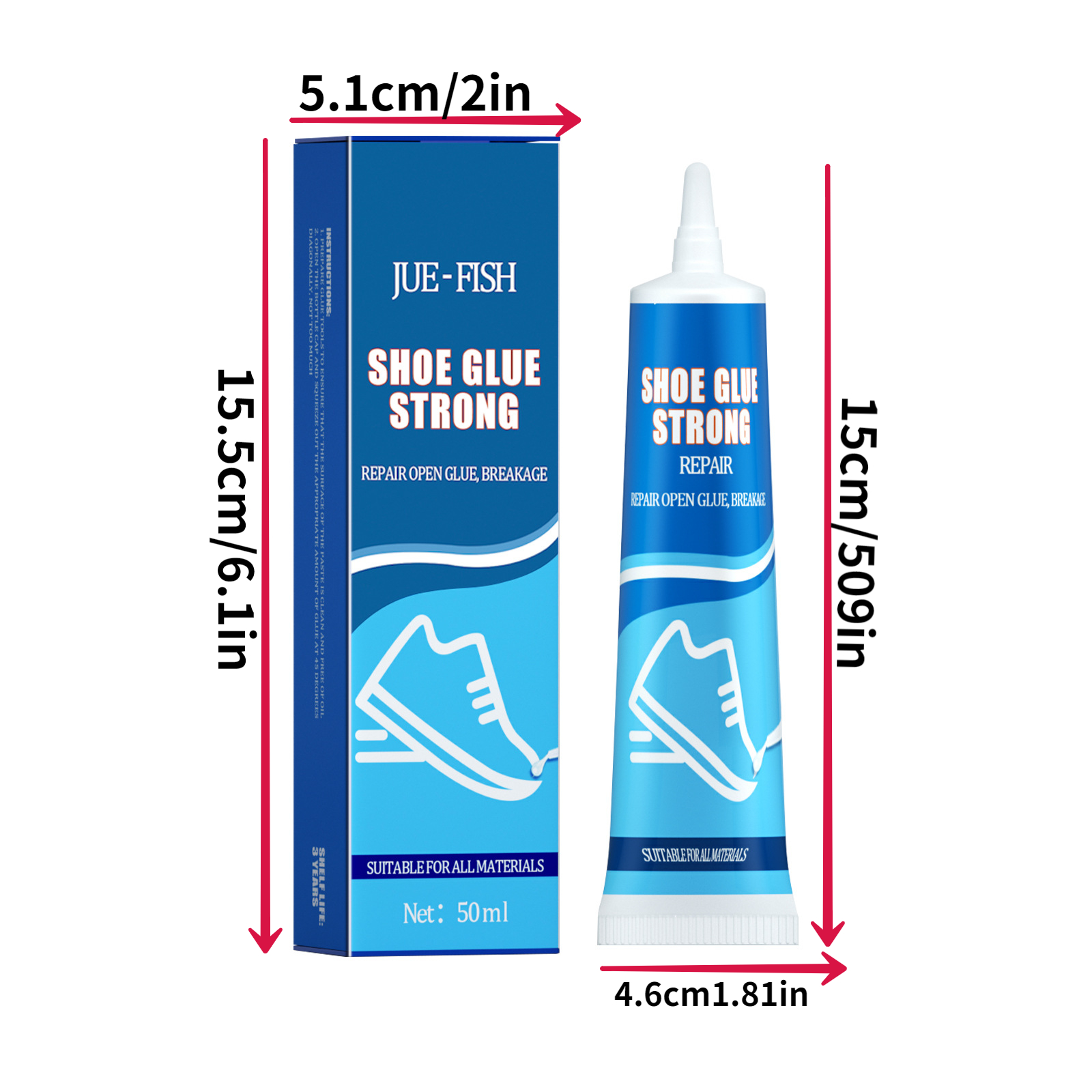 5pcs 50ml Strong Shoe Glue,waterproof Shoe Repair Glue, Crystal Clear  Permanent Adhesive, Elastic Colloid,not Hurting Hands Great Di Man Jiafor  All Ty
