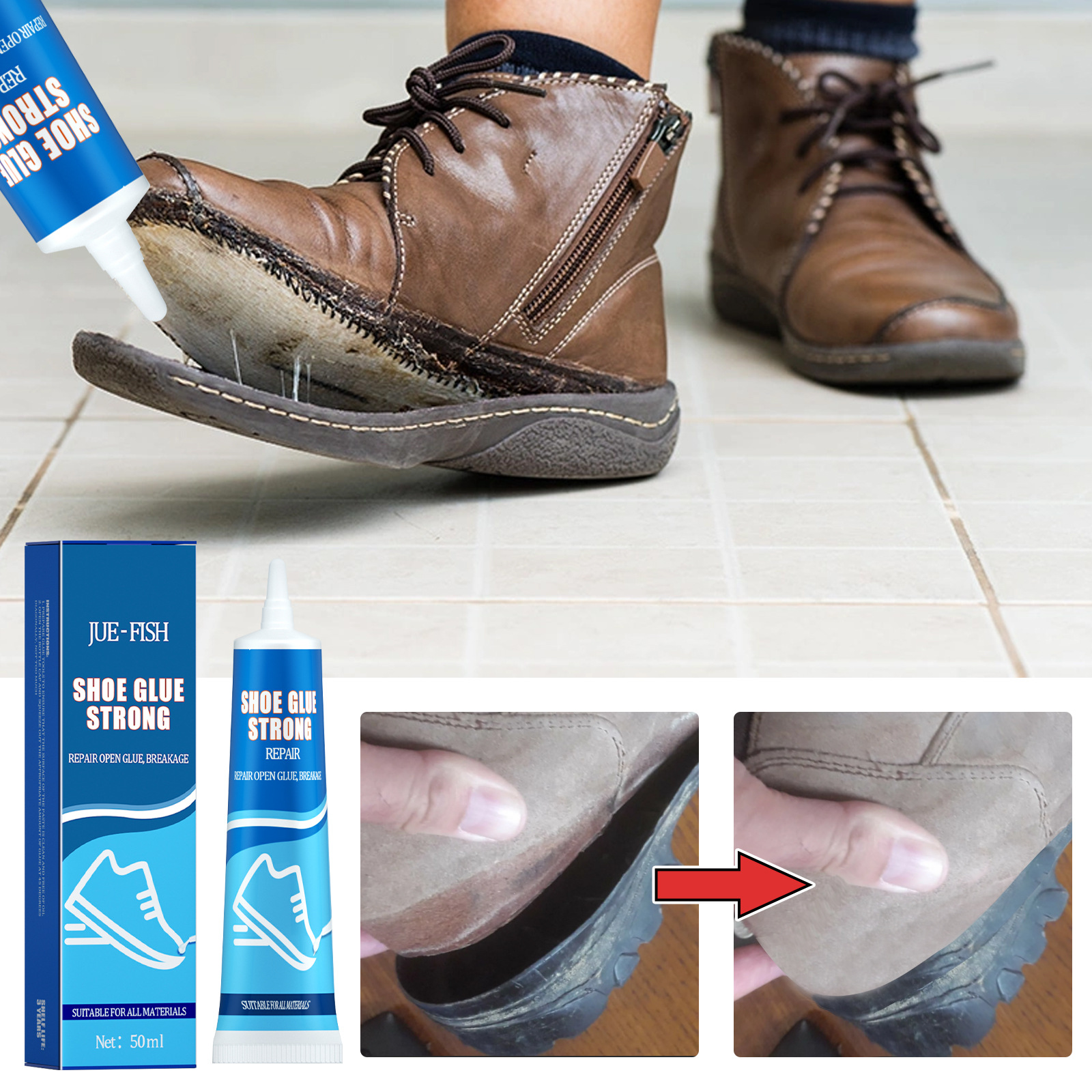 Kaibingtuan shoes glue shoes special universal strong glue waterproof stick  sports shoes leather shoes canvas leather shoes glue repair soles unglued  open glue genuine repair adhesive resin soft glue กาว 〖SSY〗
