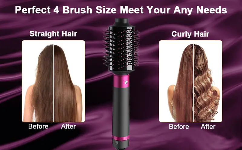 5 in 1 hair dryer brush blow dryer brush styler salon negative ionic electric hot air brush hair straightener curly hair comb blow dryer fluffy shaped brush curly brush straight hair brush dry nozzle sets detachable brush hair dryers details 12