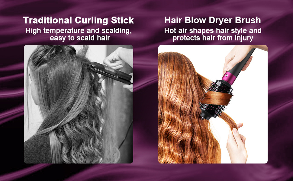 5 in 1 hair dryer brush blow dryer brush styler salon negative ionic electric hot air brush hair straightener curly hair comb blow dryer fluffy shaped brush curly brush straight hair brush dry nozzle sets detachable brush hair dryers details 13