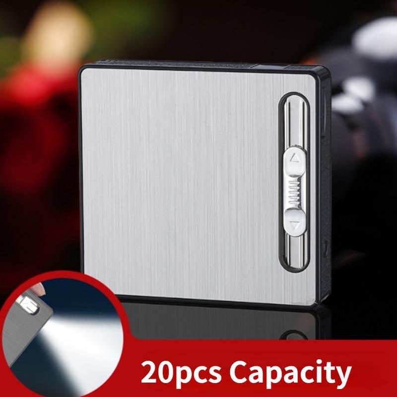 New Automatic Ejection Cigarettes Metal Box Cigarette Case Usb Lighter With  Led Flashlight Windproof Lighter Smoking Accessories Gadgets For Men And  Woman Gift - Sports & Outdoors - Temu