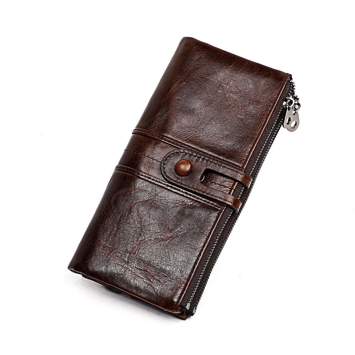 Contacts Men RFID Genuine Leather Clutch Bag Wallet Phone Holder
