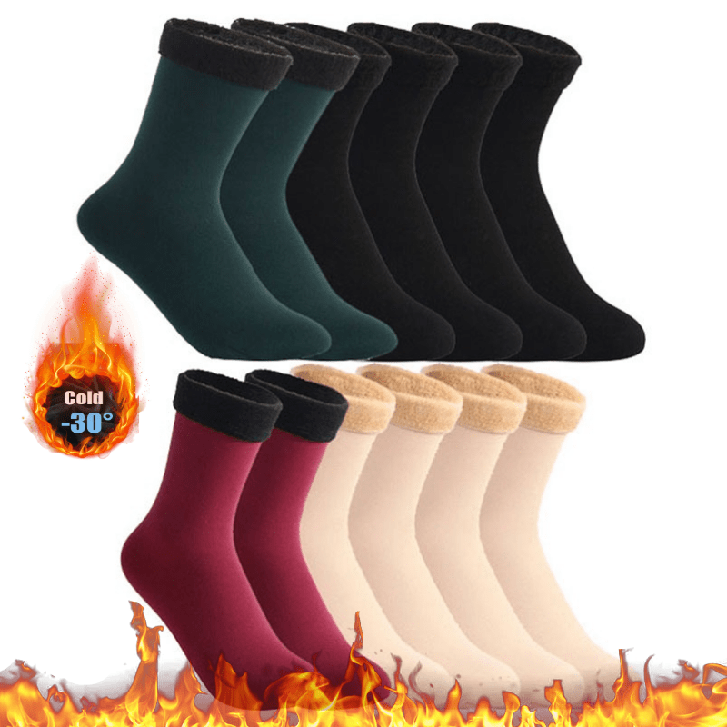 

6 Pairs Women's Soft Comfortable Winter Thickened Warm Socks, Solid Color Medium Tube Outdoor Socks