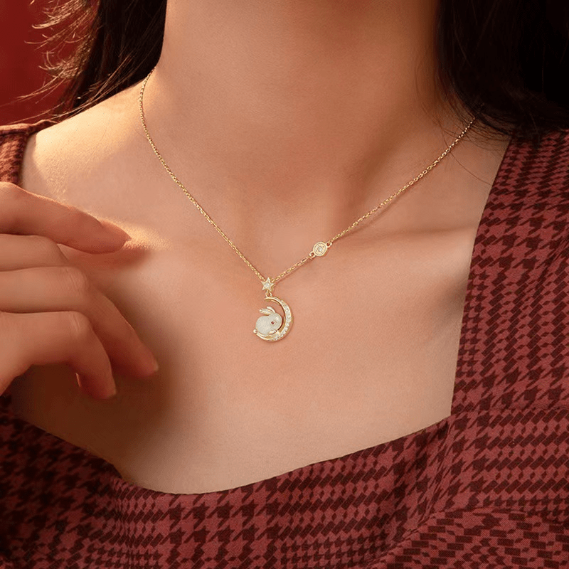 Long-eared Rabbit ~ Sterling silver zodiac sign moon pendant necklace, a  handmade poem for children, their first sterling silver jewelry - Shop  baby_jewelry Necklaces - Pinkoi