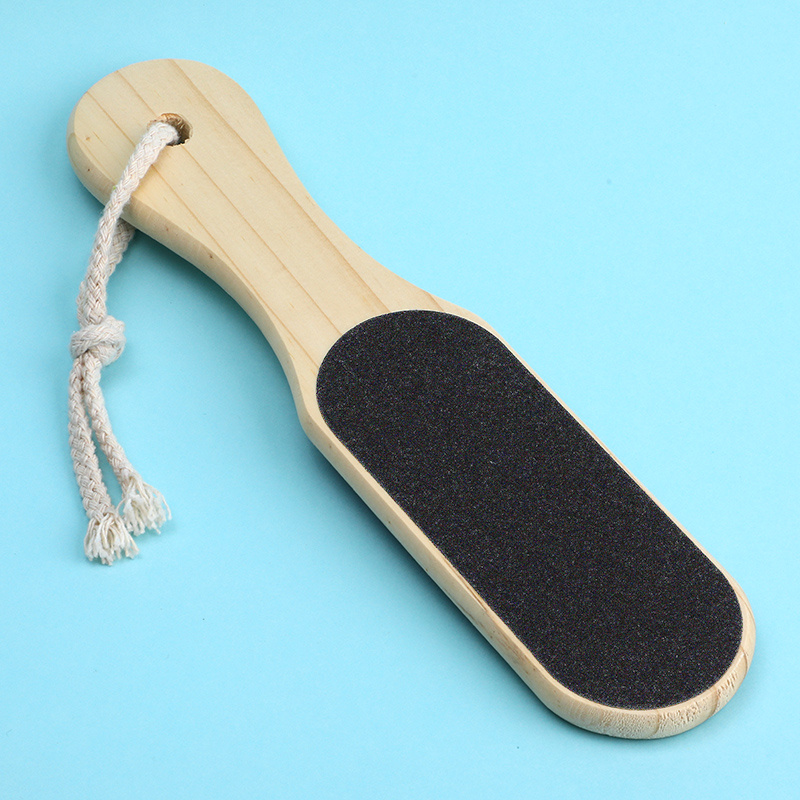 Unique Bargains Wooden Silicon Dual Sided Foot File Coarse and Fine  Pedicure Removes Dead Skin Carbide Beige Black 1 Pc