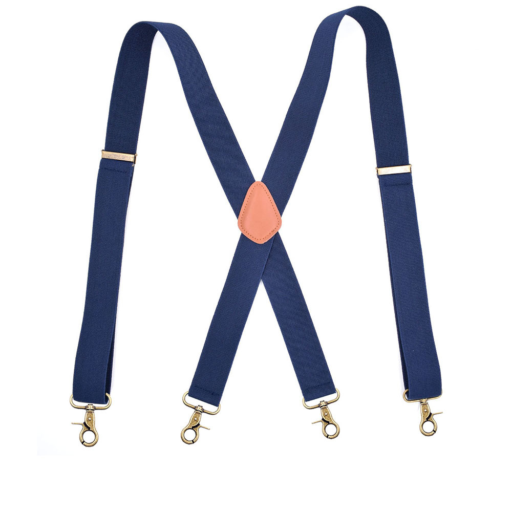 MENDENG Vintage Bronze 4 Swivel Hook Suspenders for Men Adjustable Braces  Strap