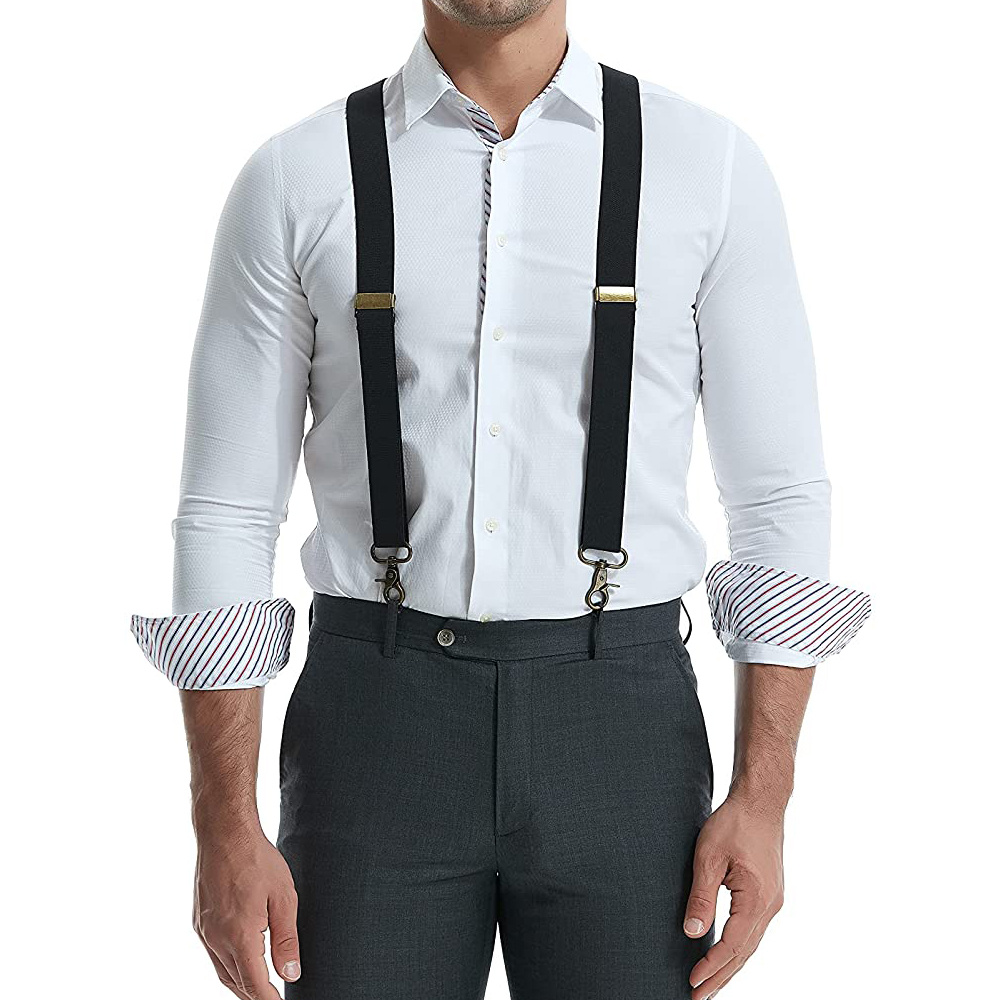  Black Suspenders For Men Heavy Duty Snap Hooks