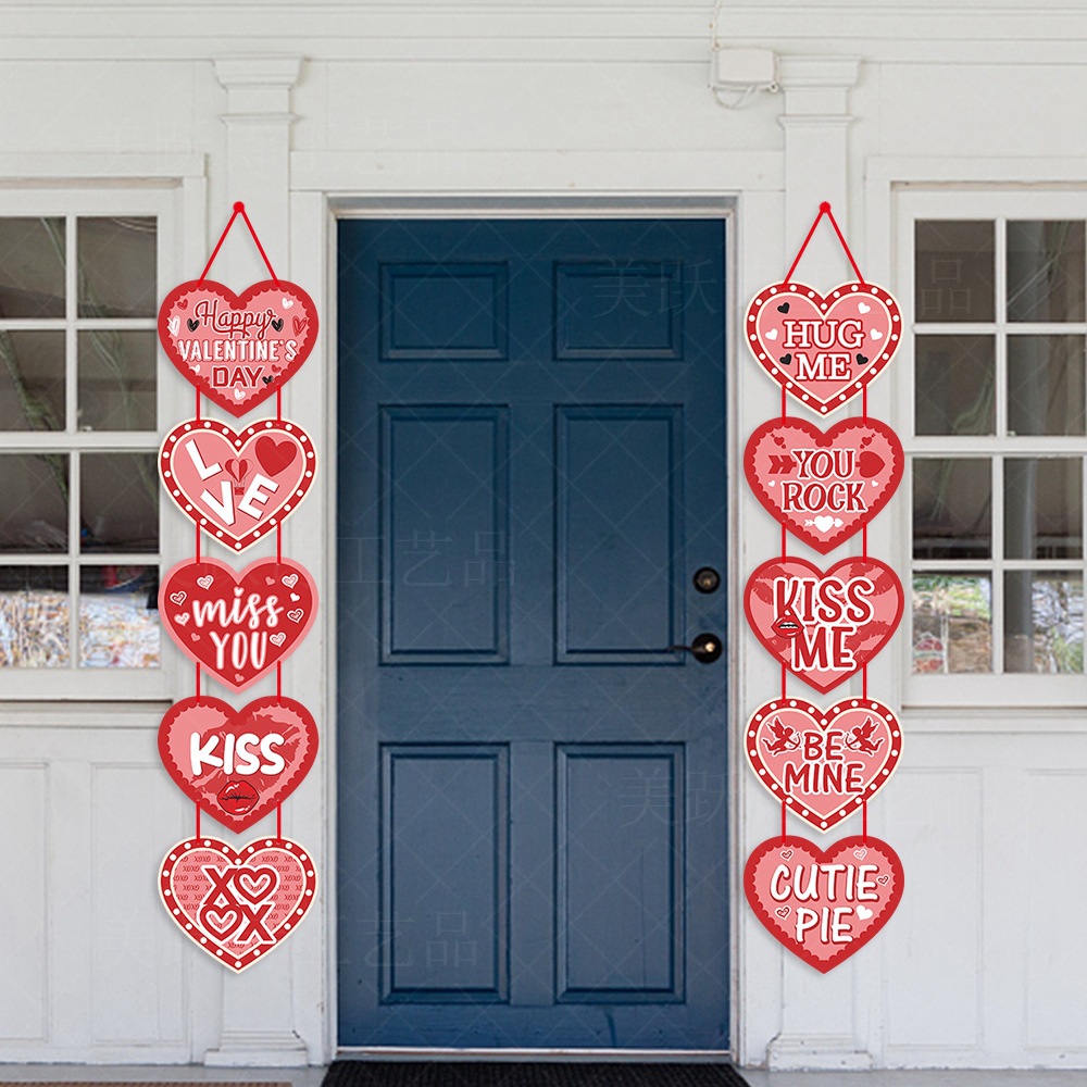 Set Valentines Day Decoration Valentines Day Door Cover Heart ...