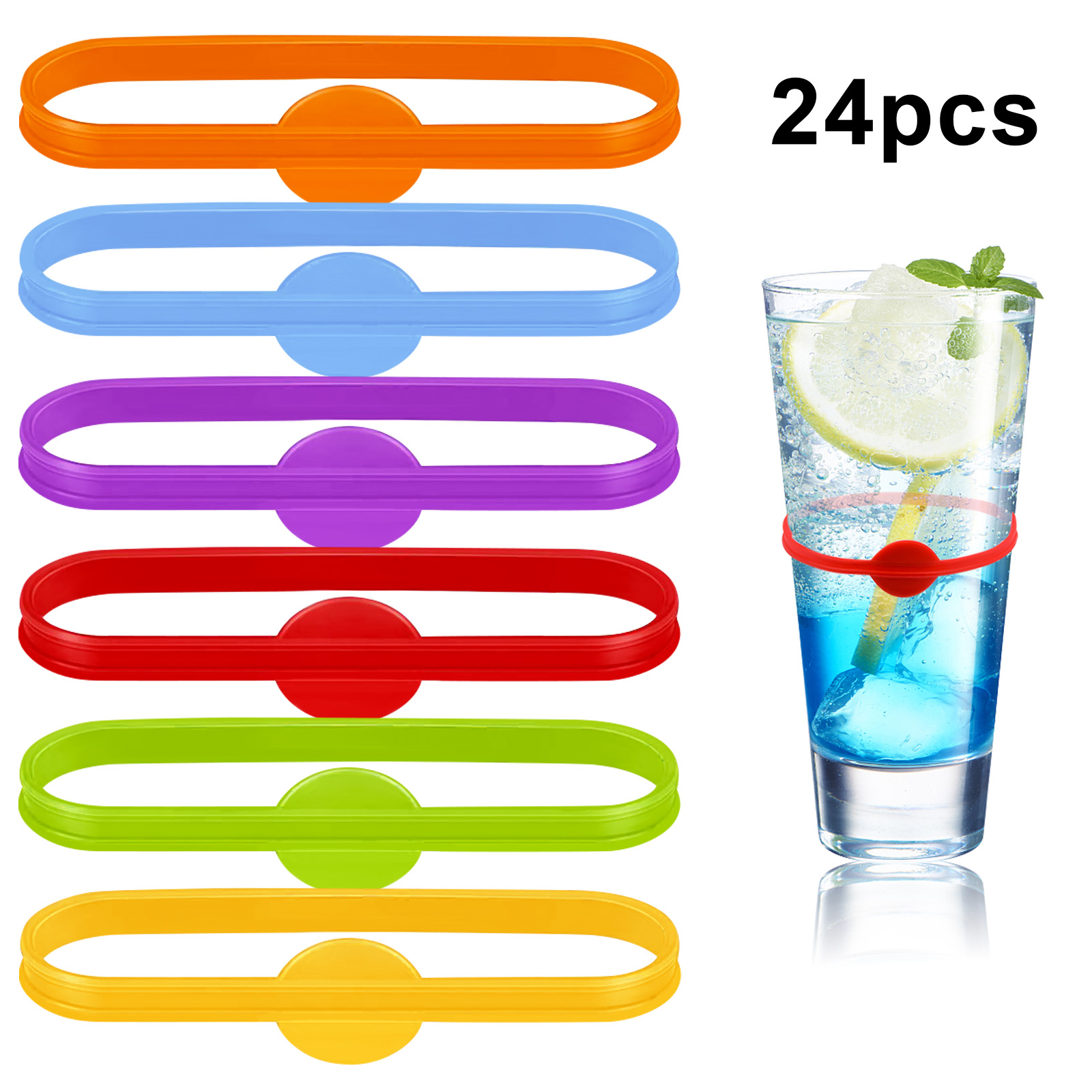 48 Pieces Wine Glass Charms Markers Colorful Silicone Glass Markers  Waterproof Drink Markers Cocktail Cup Markers Champagne Cup Labels Rings  Bottle