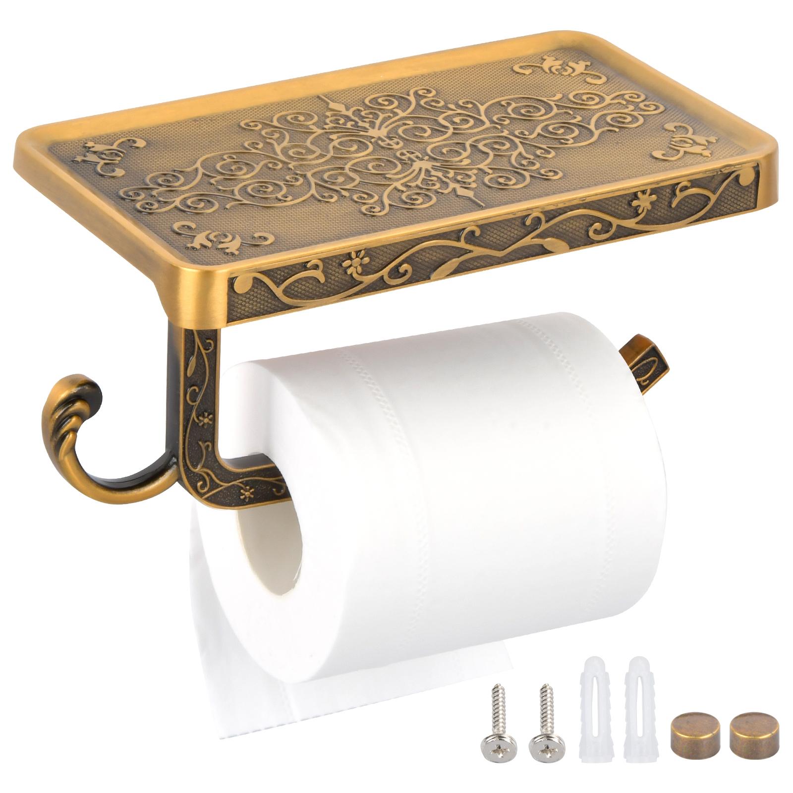 Luxury Double Antique Brass Toilet Paper Roll Holder Wall Mounted