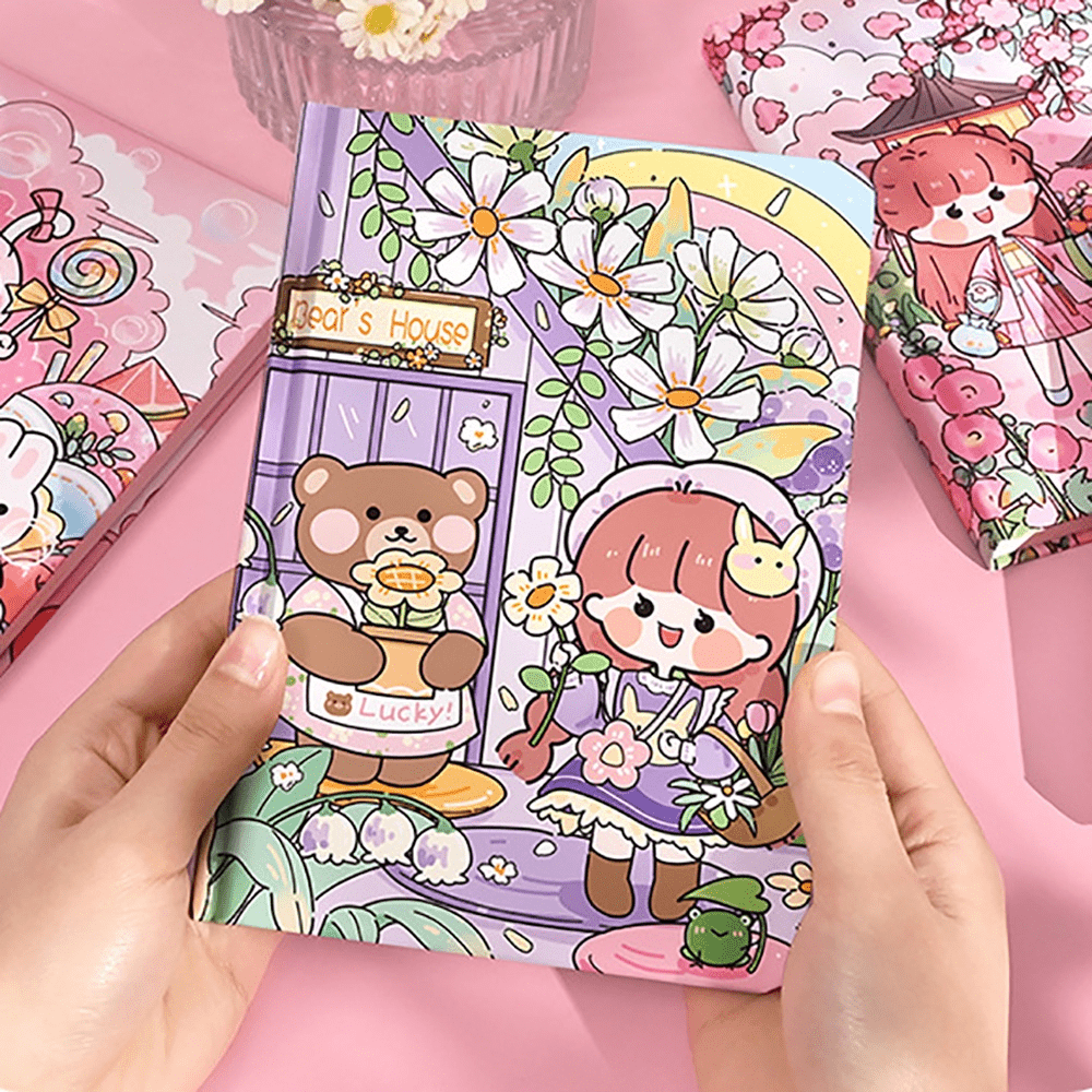 32k 112 Sheets Cute Cartoon Diary Kawaii Notebook Girly Heart Notebook  Coloring Page Illustration Notebook for Girl 