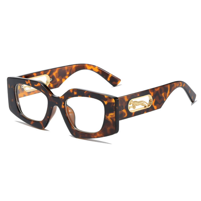 Irregular Thick Frame Sunglasses Women's Leopard Novelty Glasses Metal  Cutout Frame Shades Unisex Uv4000 For Women Ladies - Temu