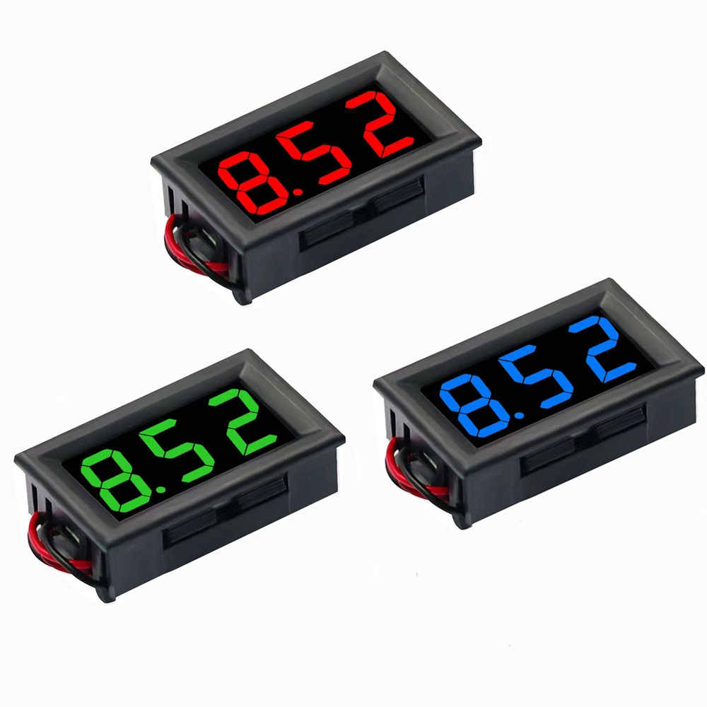 Voltmètre numérique LED, voltmètre, outil de mesure de tension, 2 fils,  rouge, vert, bleu, affichage, bricolage
