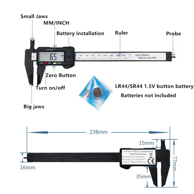 150mm 100mm electronic digital caliper carbon fiber dial vernier caliper gauge micrometer measuring tool digital ruler details 4