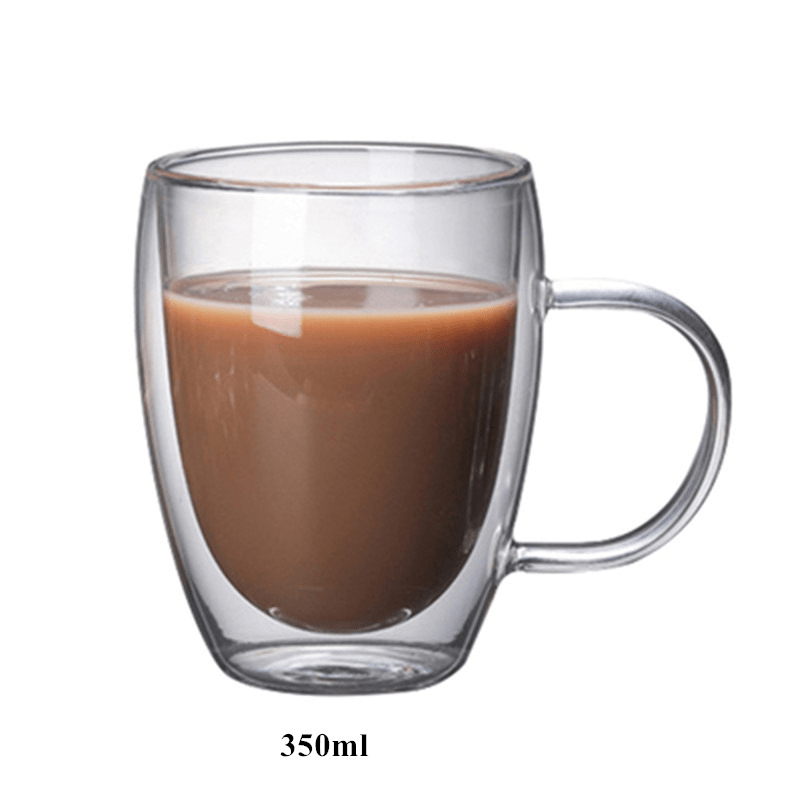 1 taza de vidrio con doble aislamiento, taza de café con asa de vidrio  transparente, taza de jugo de leche, taza para beber de vidrio para el  hogar - Temu Mexico