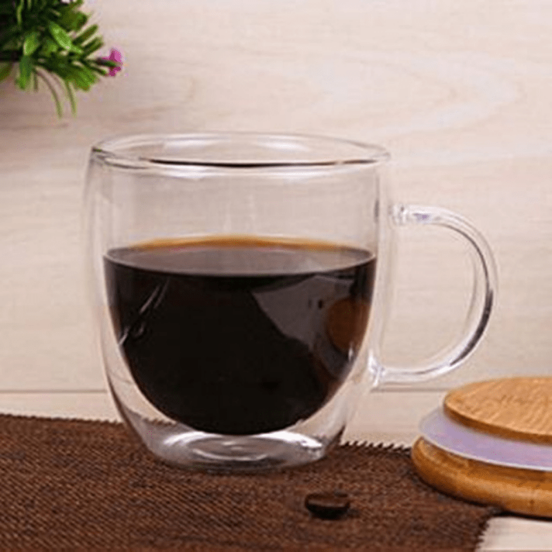 1 taza de vidrio con doble aislamiento, taza de café con asa de vidrio  transparente, taza de jugo de leche, taza para beber de vidrio para el  hogar - Temu Mexico