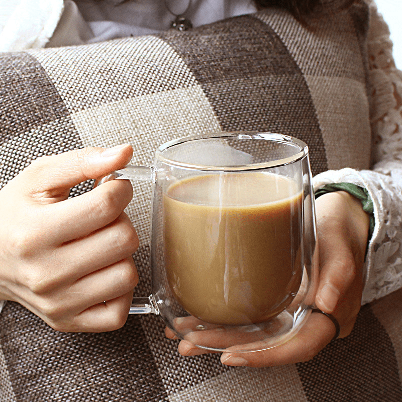 Double Insulated Glass Coffee Cup With Handle - Transparent Milk And Juice  Cup For Household Drinking - Keep Your Beverages Hot Or Cold All Day Long -  Temu