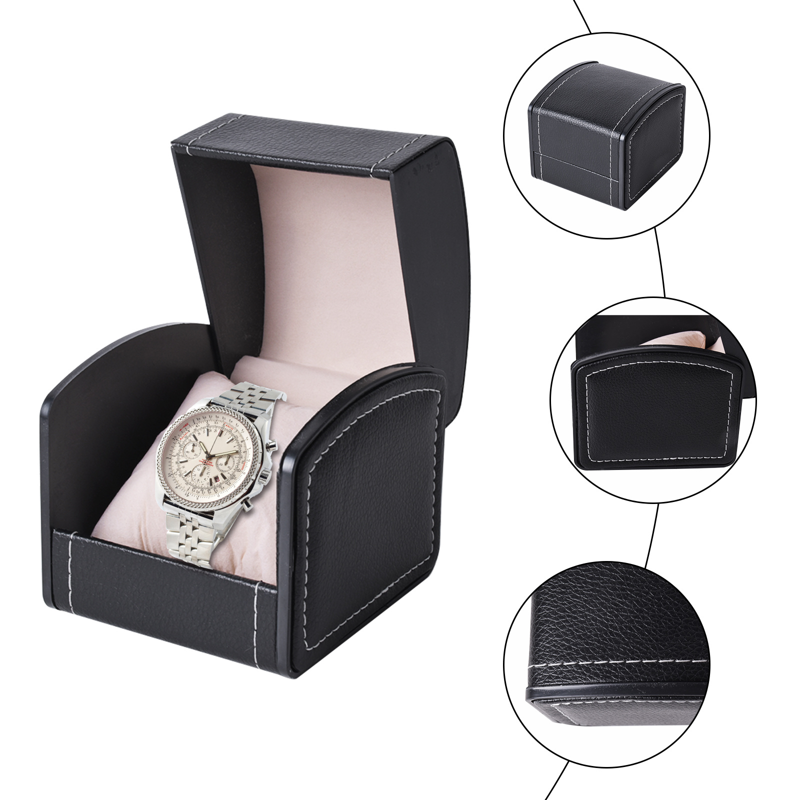 1 Pieza, Caja De Reloj, Caja De Reloj Premium Con Cojín Extraíble