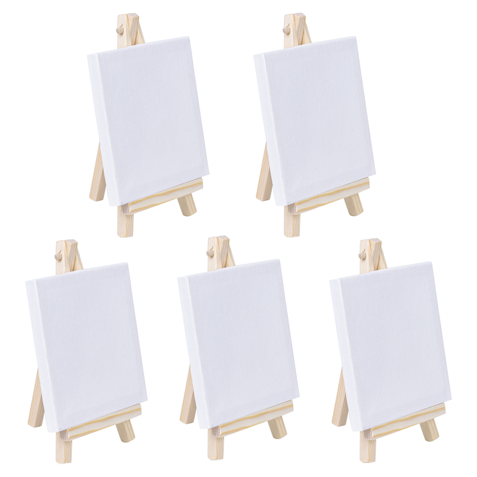 6 Sets Table Top Easels For Painting of Mini Stretched Artist Canvas Board  White Blank Boards