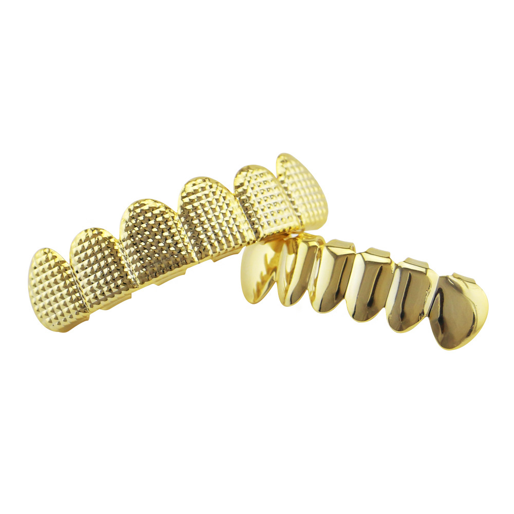 Plated Hip Hop Teeth Grills Top & Bottom Brace for Perfect Smile