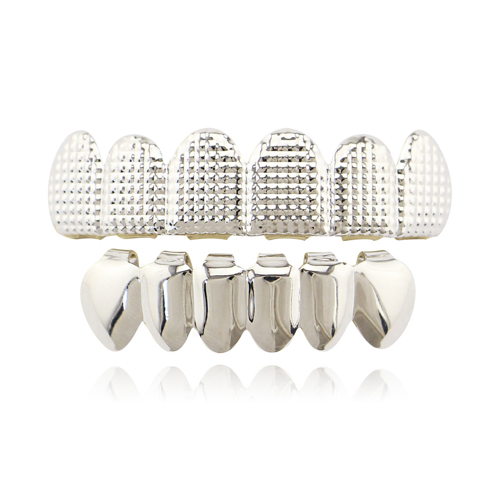 Plated Hip Hop Teeth Grills Top & Bottom Brace for Perfect Smile