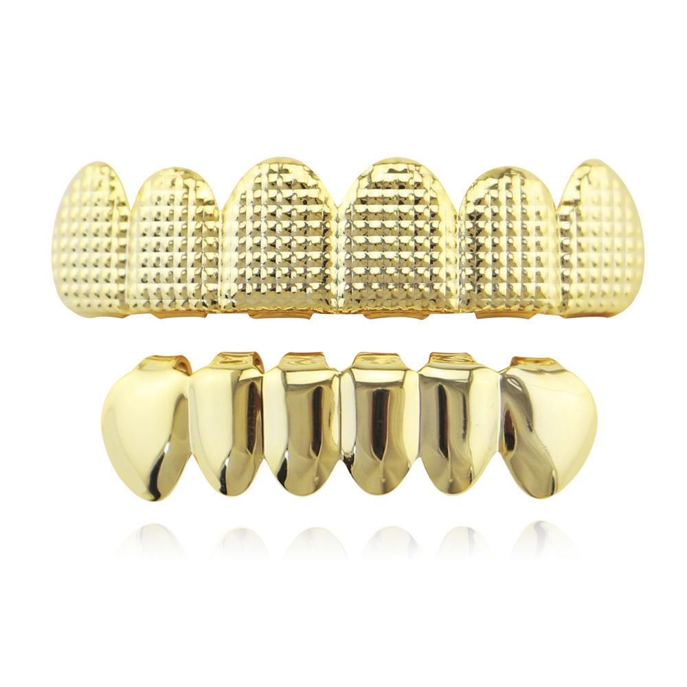 Plated Hip Hop Teeth Grills Top & Bottom Brace for Perfect Smile