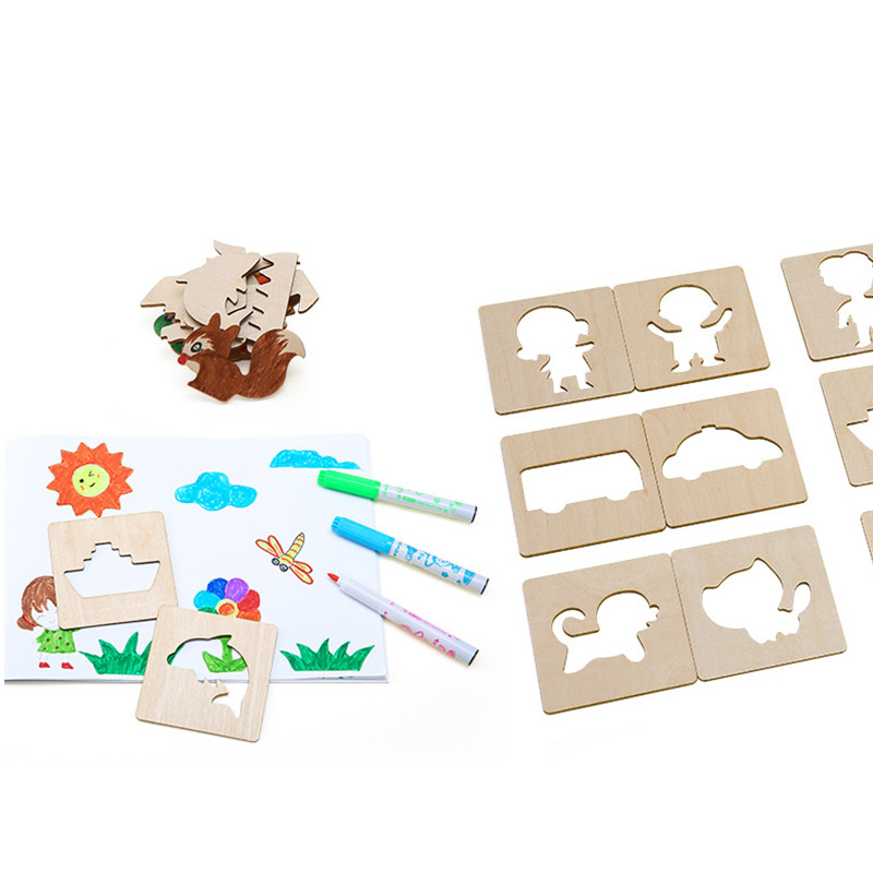 100Pcs Kids Wooden Drawing Stencils Kit Drawing Board Toys Coloring Puzzle Arts  Crafts Set Box Educational Toys for Children - Realistic Reborn Dolls for  Sale