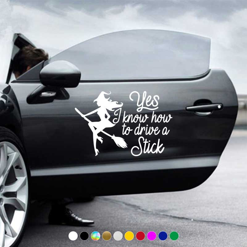 Witch Drive Stick Car Stickers Waterproof Vinyl Decal Car Styling Acc