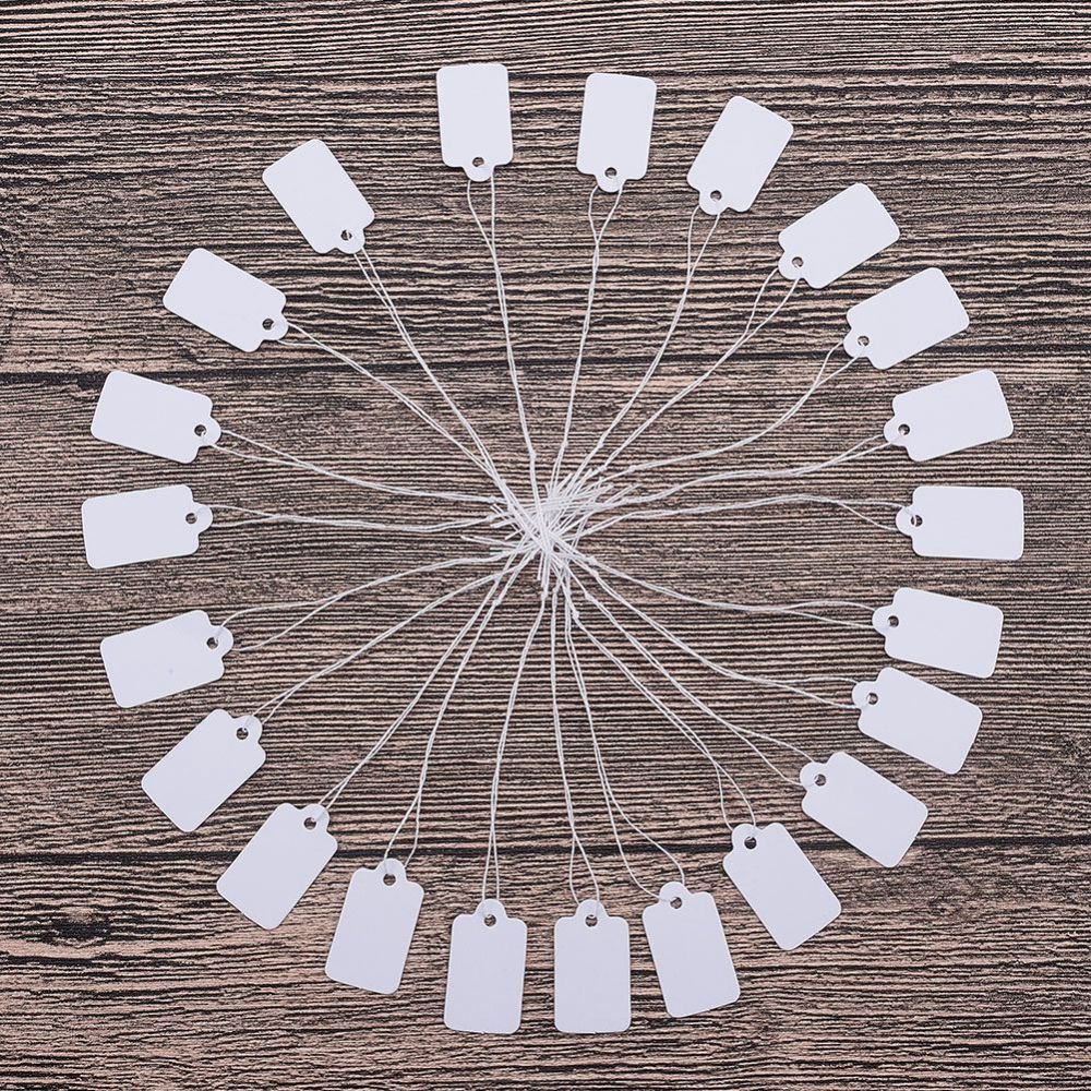 500pcs Rectangle Jewelry String Cords Price Tags White Blank Label jewelry  Display Cards Hang Tag Card 23x13mm