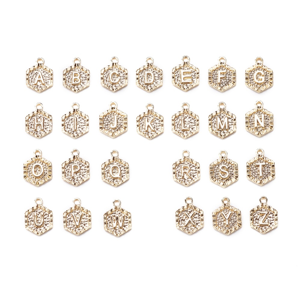 52pcs Crystal Rhinestone Alphabet Charms Micro Pave Cubic Zirconia