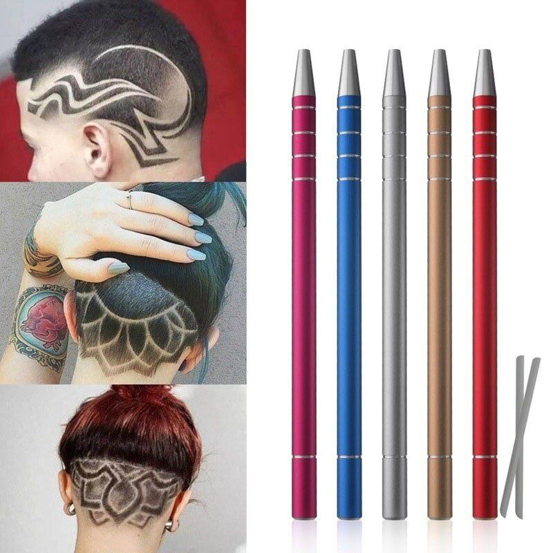 Hair Tattoo Carving Pen Stainless Steel Hairstyle Design Trimmer For  Eyebrow Mustache Hair Styling Professional Hair Tools | Shop The Latest  Trends | Temu