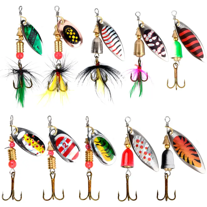 Premium Photo  Set of fishing lures with a triple hook spinner baits for  bass