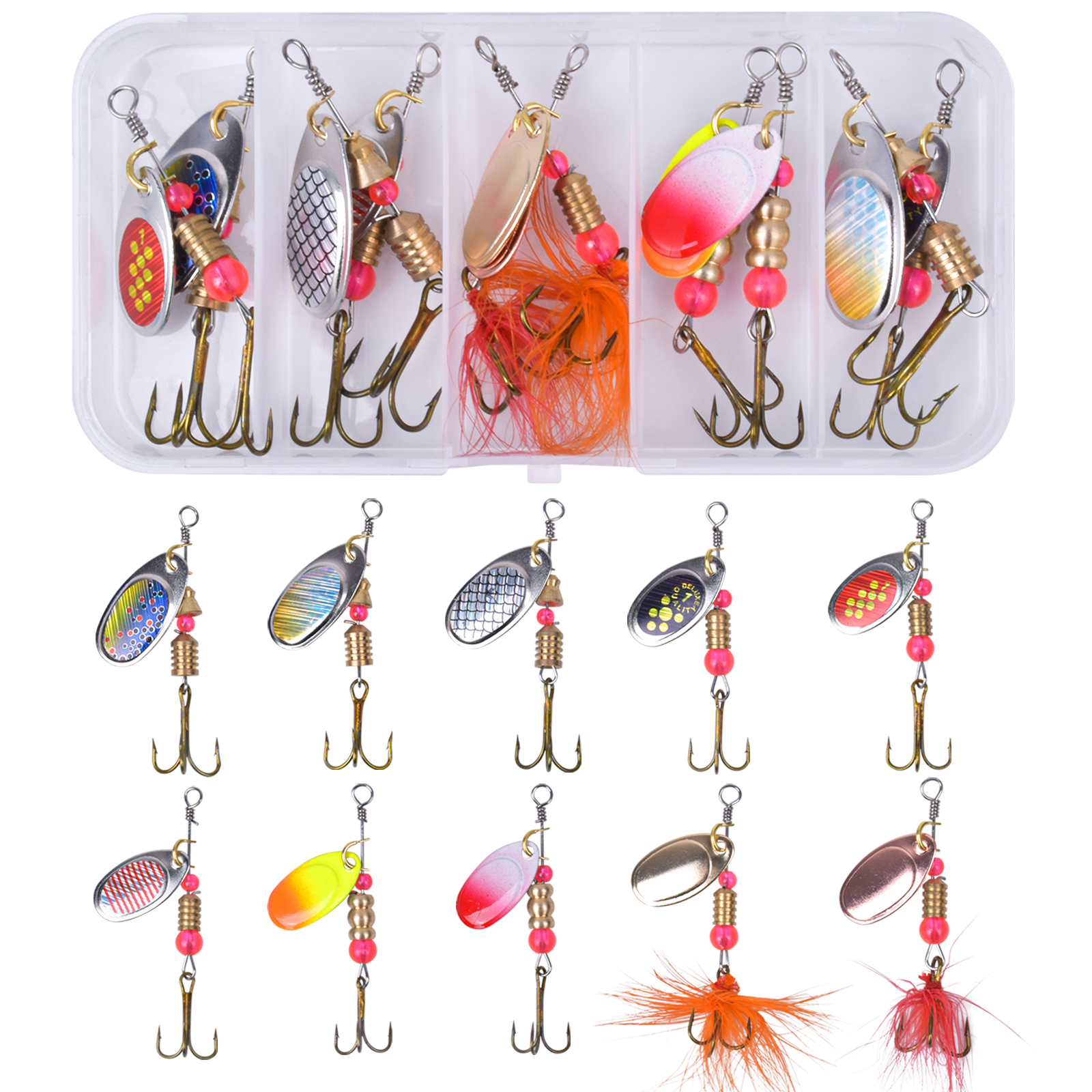 10pcs Metal Fishing Lures Kit For Trout, Pike, Perch, Bass and Salmon