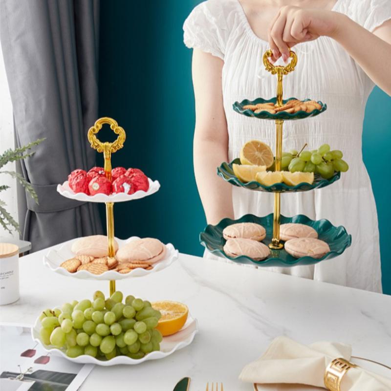 1セット3段ケーキスタンド、デザートカップケーキタワートレイ、カップケーキホルダーサービングプラッターディスプレイタワー、クッキー、フルーツ、パーティー、結婚式、家の装飾用