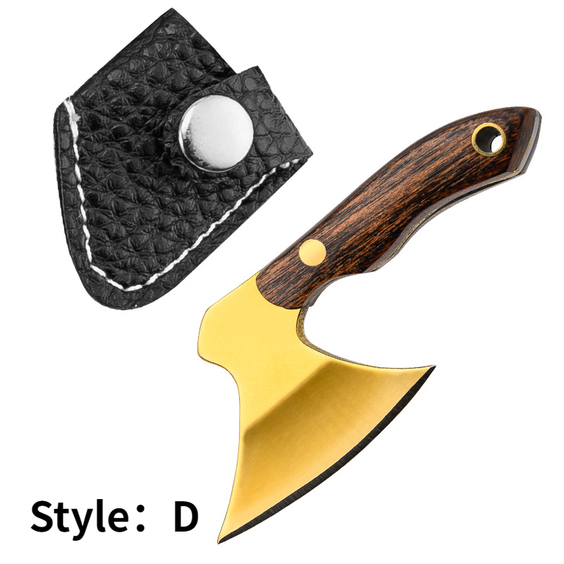 1pc Stainless Steel Keychain Axe Pocket Knife, EDC Package Box Opener,  Hatchet Chopper With Wood Handle