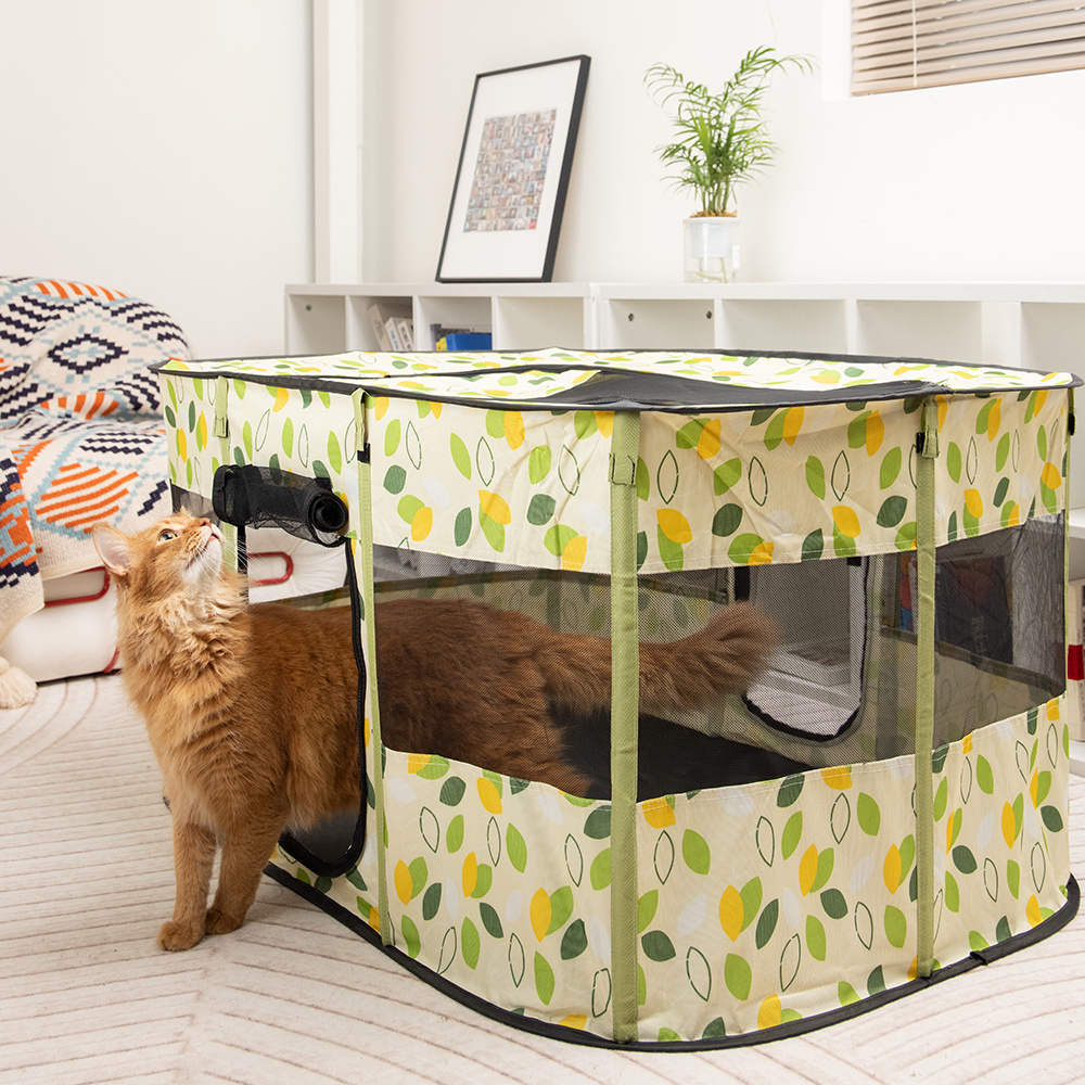 Casa plegable para gatos Tragaluz extraíble Sala de partos para gatos  transpirable Parque para perro Ticfox