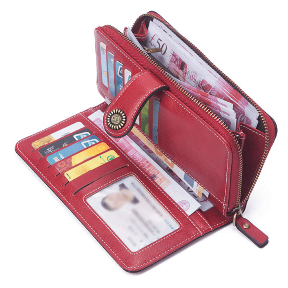 Large-Capacity Simple Long Wallet, Artificial Leather Zipper Purse, Casual  Multifunctional Clutch Bag Checkbook Cover