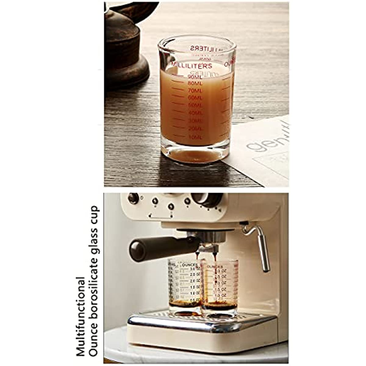  Vaso medidor de vaso de chupito de 3 onzas / 3.0 fl oz líquido,  alto espresso, color negro : Hogar y Cocina