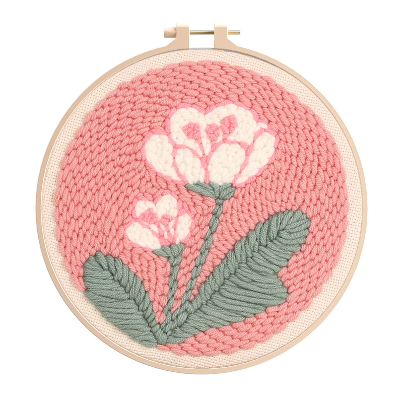 Pink Floral Punch Needle Embroidery Kit
