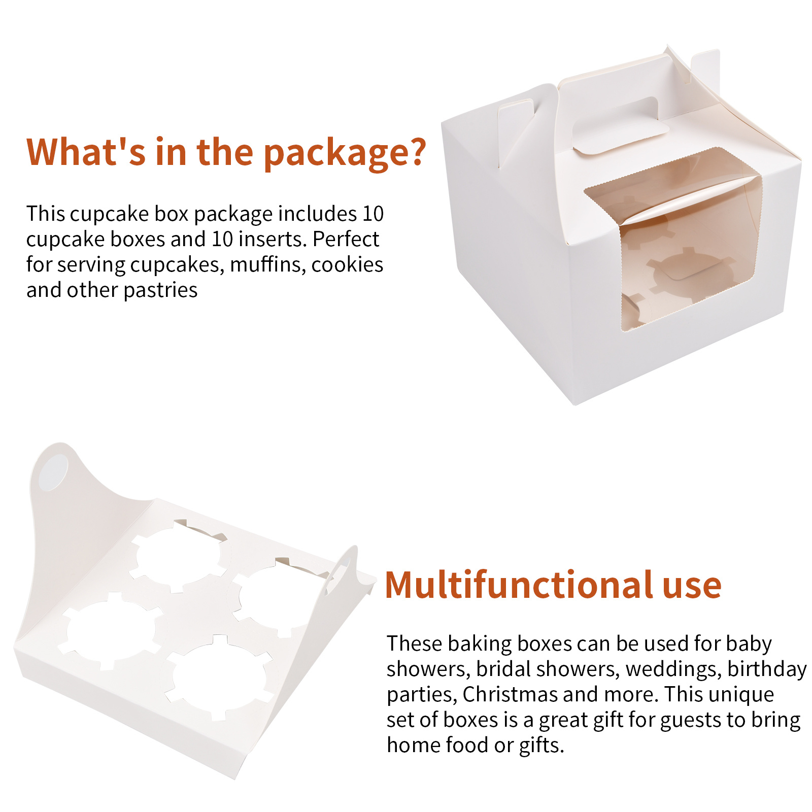 10 paquets de boîtes à cupcakes blanches simples boîtes à - Temu