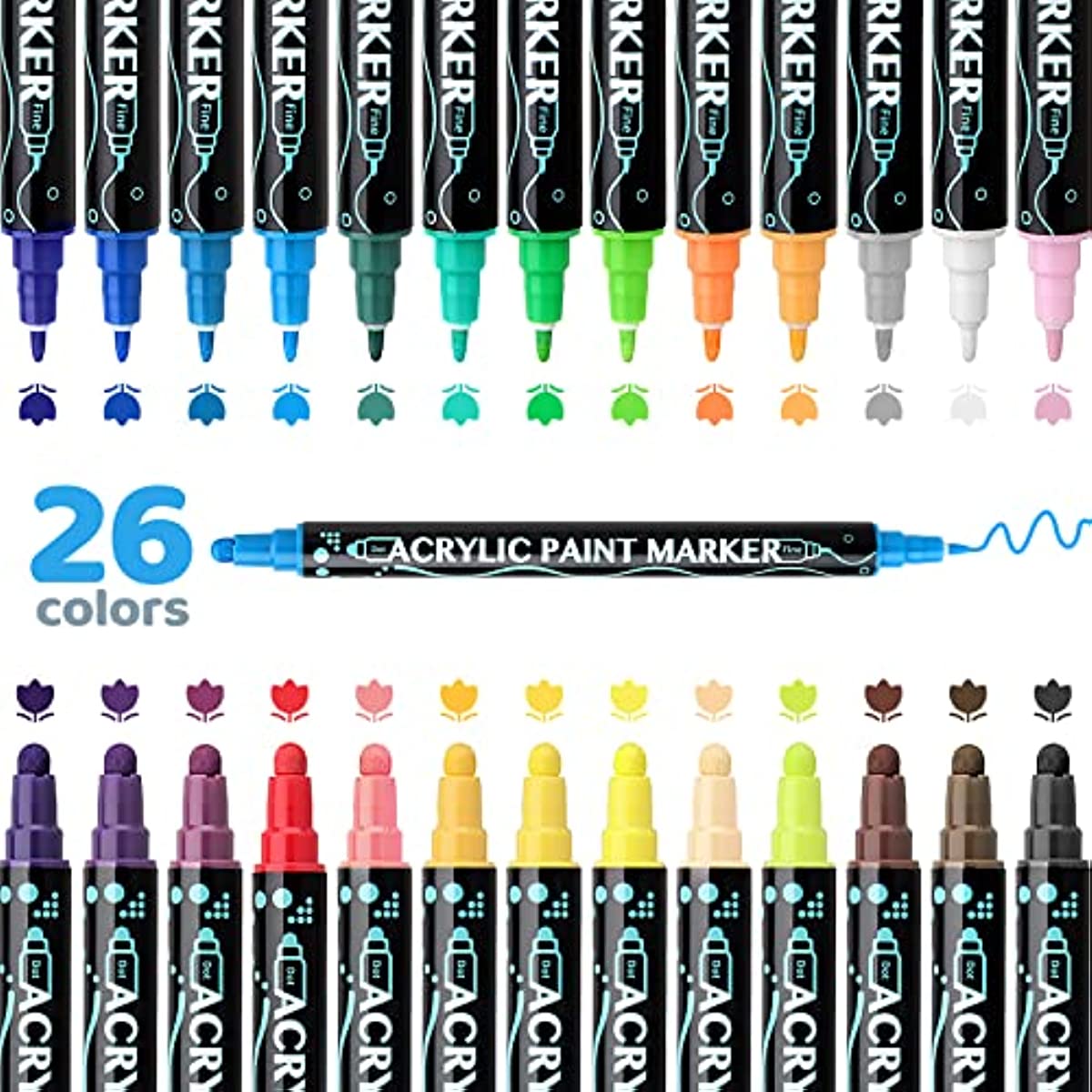 PAINTIGO 26 Paint Pens Paint Markers, Acrylic Paint Pens For Rock Painting,  Canvas, Wood, Glass, Ceramic, Fabric, acrylic paint markers for craft