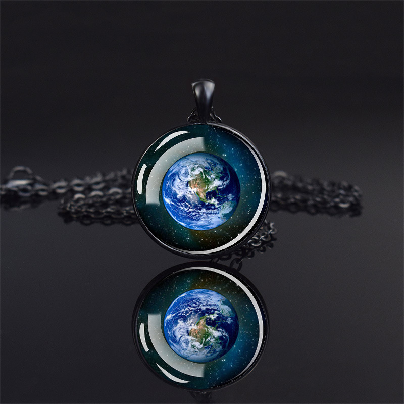 Collar Universo Colgante Galaxia Bola Cristal Doble Cara