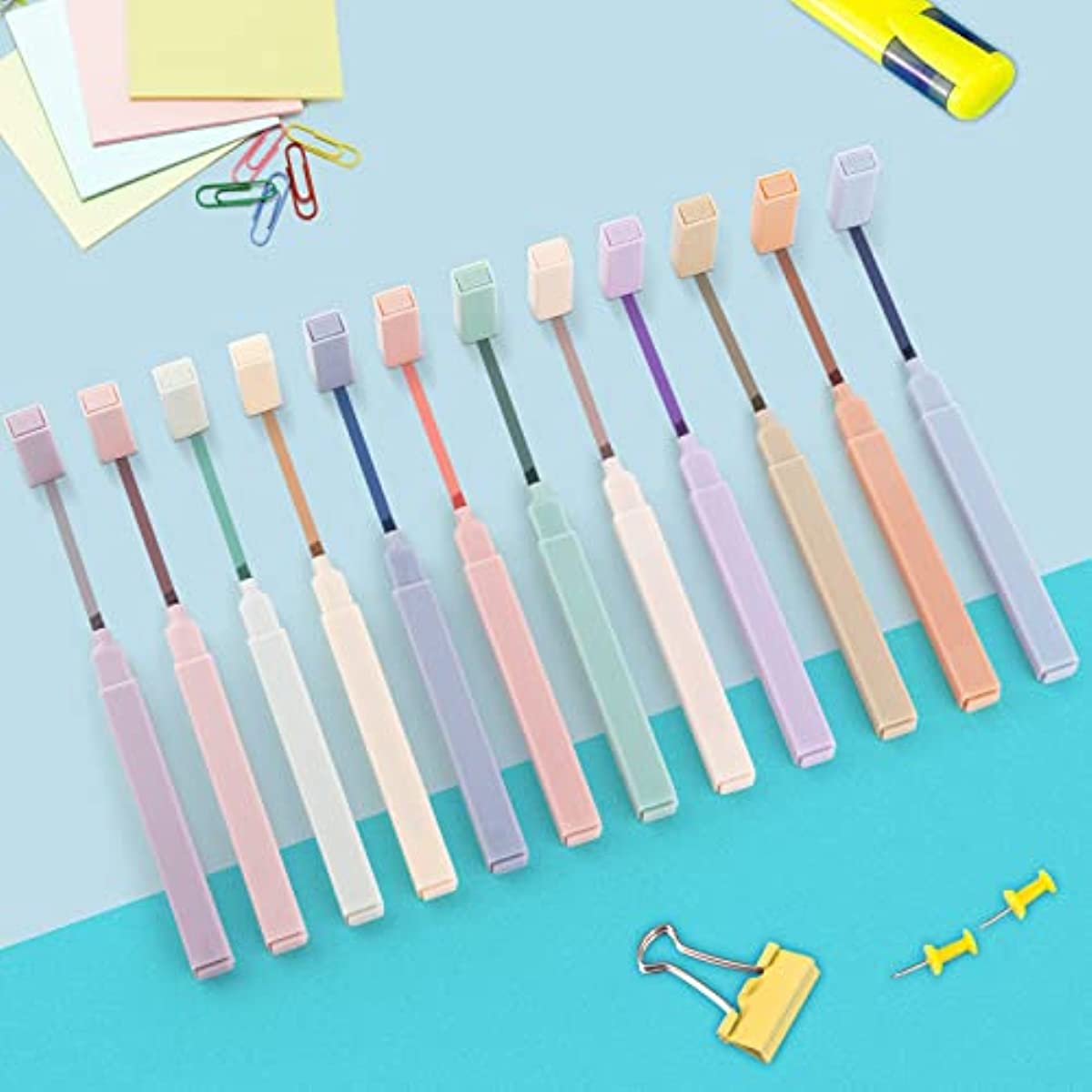 Aesthetic Cute Pastel Highlighters Set: 12 Assorted Colors No