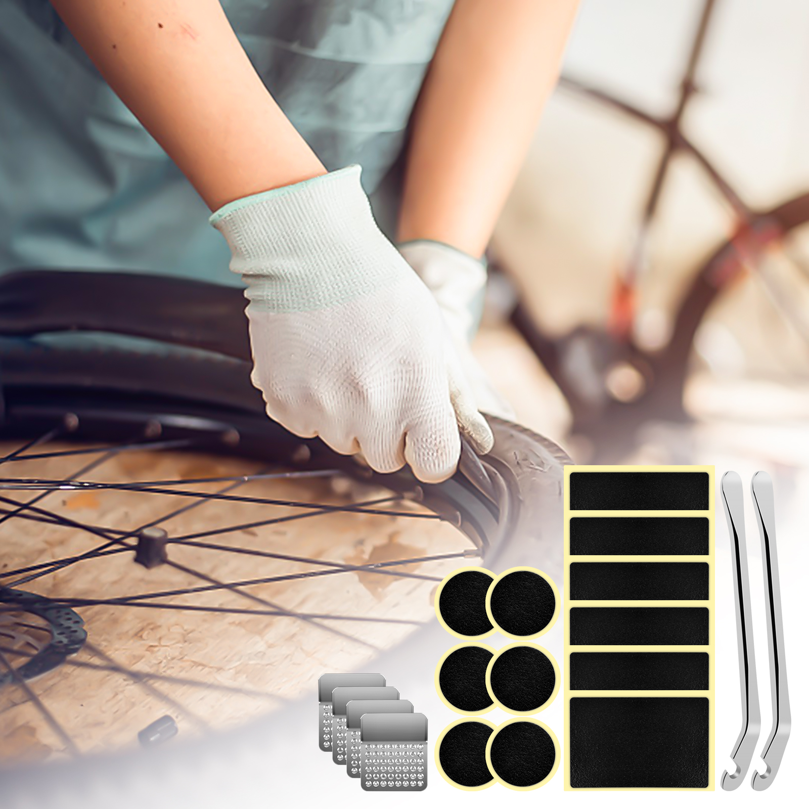 30 Pièces Kits de Réparation Crevaison Rustine Vélo Pneu Kit Trousse  d'outils Chambre à air