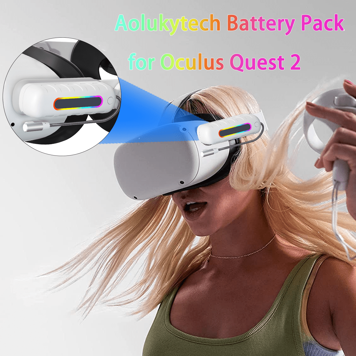Battery Pack for Oculus Quest 2, Accessories for Oculus Quest 2 Headset,  5000mAh Extended Power Compatible with Meta Quest 2 Oculus Original Strap  and