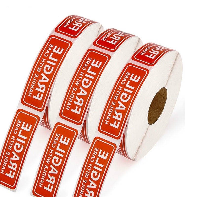 Universal® Printed Message Self-Adhesive Shipping Labels, FRAGILE Handle  with Care, 3 x 5, Red/Clear, 500/Roll