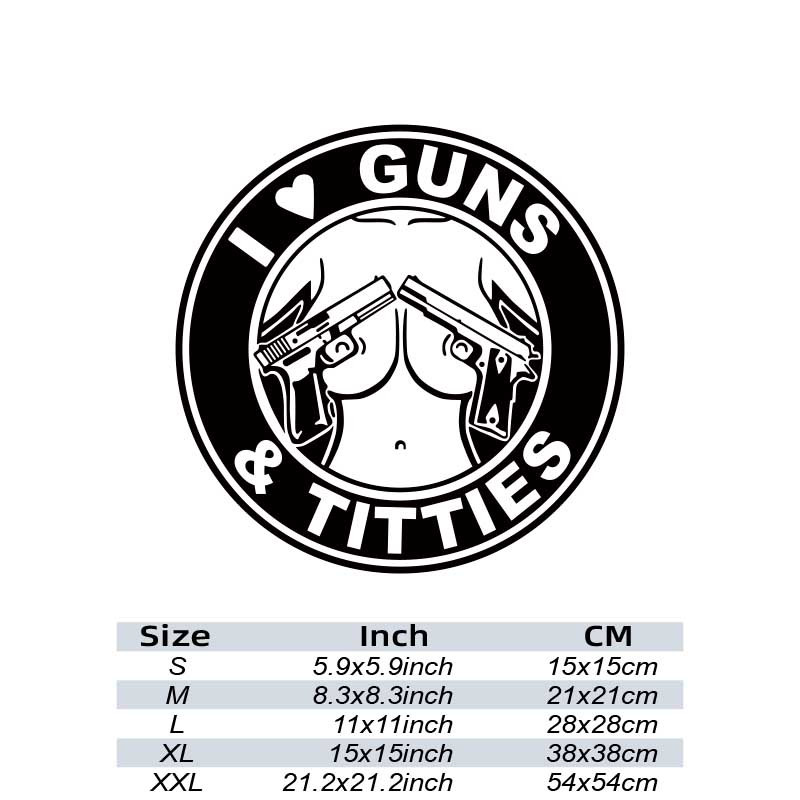 3D Badge - I Love Guns Titties - Tan - shop Gunfire