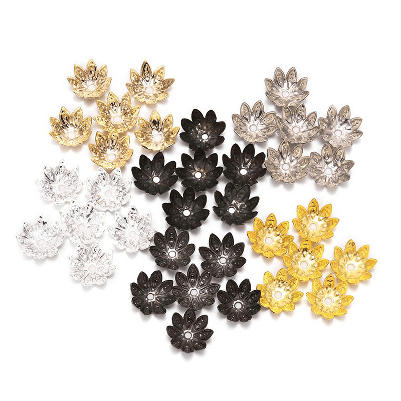 100Pcs 8mm 10mm Lotus Flower Spacer Beads Cap For DIY Jewelry Making Supplies
