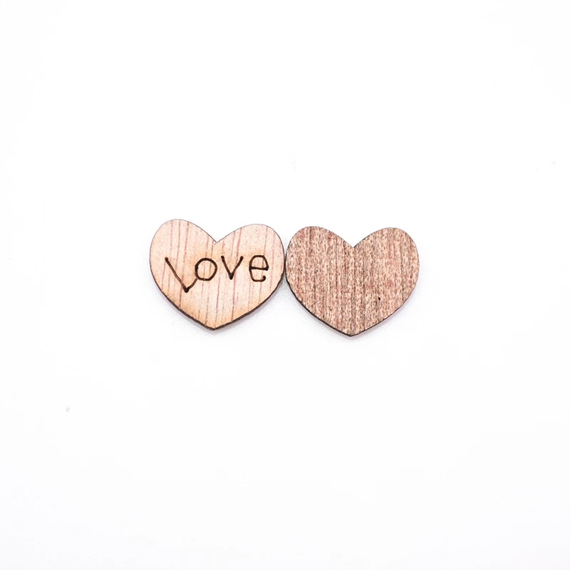 200 Pack Engraved Wood Heart Table Confetti, Small Wooden Hearts for Crafts,  Wedding, Valentines Decor (Love)