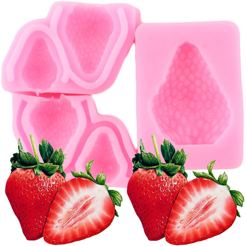 3D Two Cavity Strawberry Silicone Mold Soap Silicone Mold Candle Silicone  Mold Strawberry Soap Strawberry Candle 